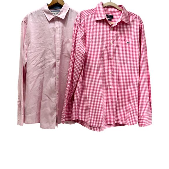 Men Shirts Button: VINEYARD VINES Pink White Check Med +Penguine Pink Lg (79) - Picture 4 of 13